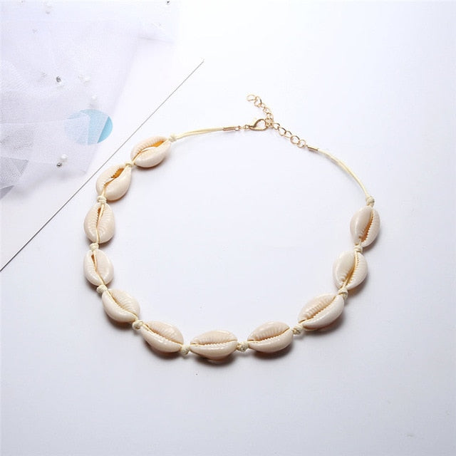 Hot Conch Seashell Necklace Women Jewelry Summer Beach Shell Choker Bohemian Rope Cowrie Beaded Necklaces Handmade Collar Female