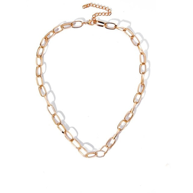 Gold Chain Necklace Chokers For Women Gold Color Geometric Pendant Necklaces Boho Maxi Statement Party Jewelry