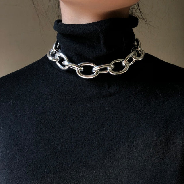 Peri'sBox Box Chain Toggle Clasp Gold Necklaces Mixed Linked Circle Necklaces for Women Minimalist Choker Necklace Hot Jewelry