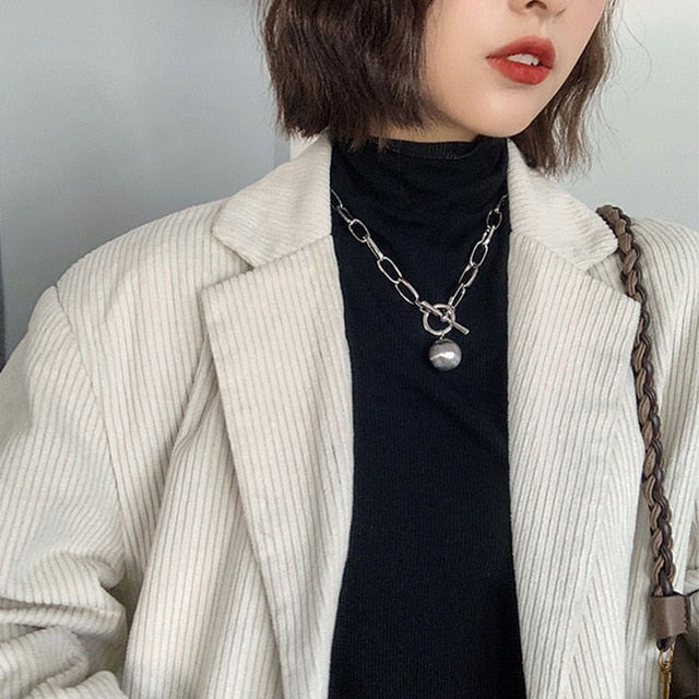 Peri'sBox Box Chain Toggle Clasp Gold Necklaces Mixed Linked Circle Necklaces for Women Minimalist Choker Necklace Hot Jewelry