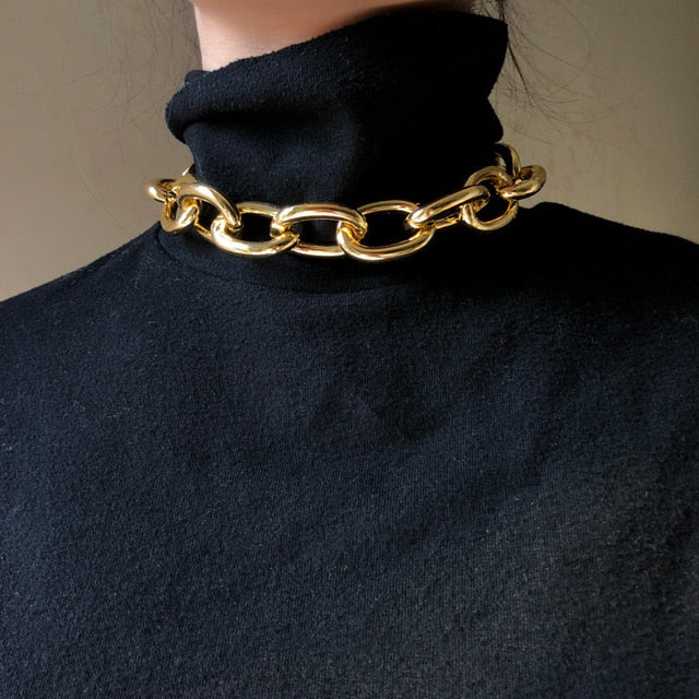 Peri'sBox Box Chain Toggle Clasp Gold Necklaces Mixed Linked Circle Necklaces for Women Minimalist Choker Necklace Hot Jewelry