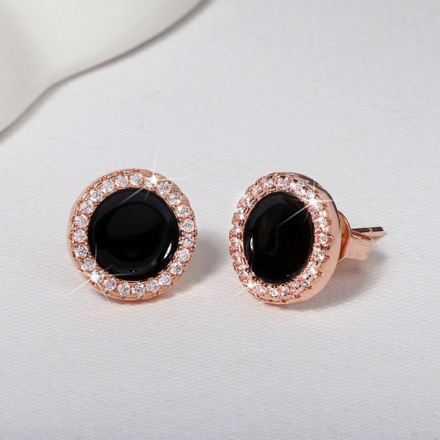 Cute Korean Earrings Heart Bling Zircon Stone Rose Gold Stud Earrings for Women Fashion Jewelry 2019 New Gift