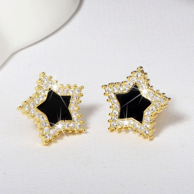 Cute Korean Earrings Heart Bling Zircon Stone Rose Gold Stud Earrings for Women Fashion Jewelry 2019 New Gift