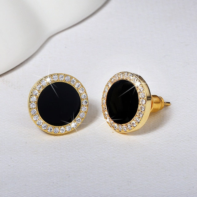 Cute Korean Earrings Heart Bling Zircon Stone Rose Gold Stud Earrings for Women Fashion Jewelry 2019 New Gift