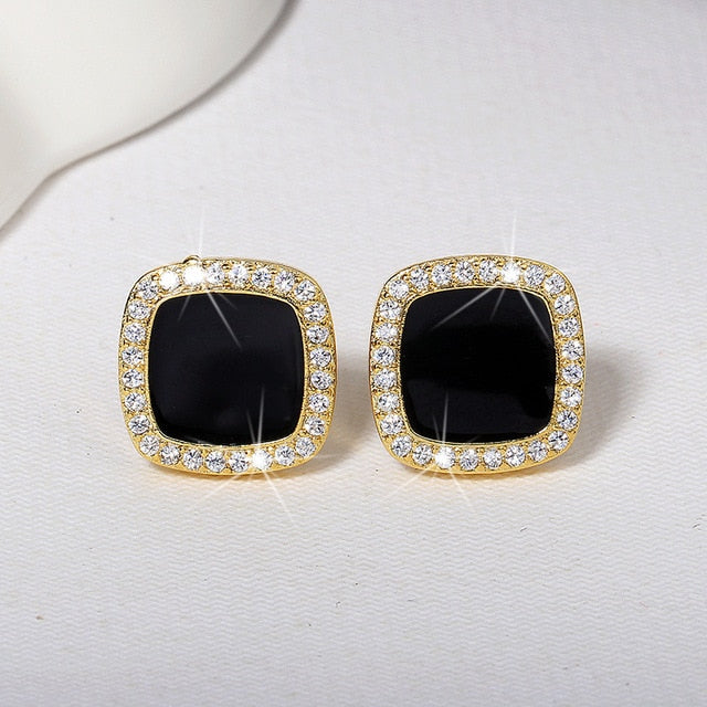 Cute Korean Earrings Heart Bling Zircon Stone Rose Gold Stud Earrings for Women Fashion Jewelry 2019 New Gift