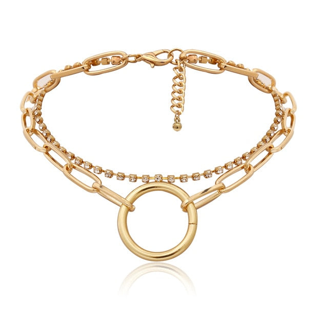 Punk Miami Cuban Choker Necklace Collar Statement Hip Hop Big Chunky Aluminum Gold Color Thick Chain Necklace Women Jewelry