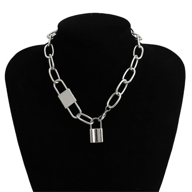 Punk Miami Cuban Choker Necklace Collar Statement Hip Hop Big Chunky Aluminum Gold Color Thick Chain Necklace Women Jewelry