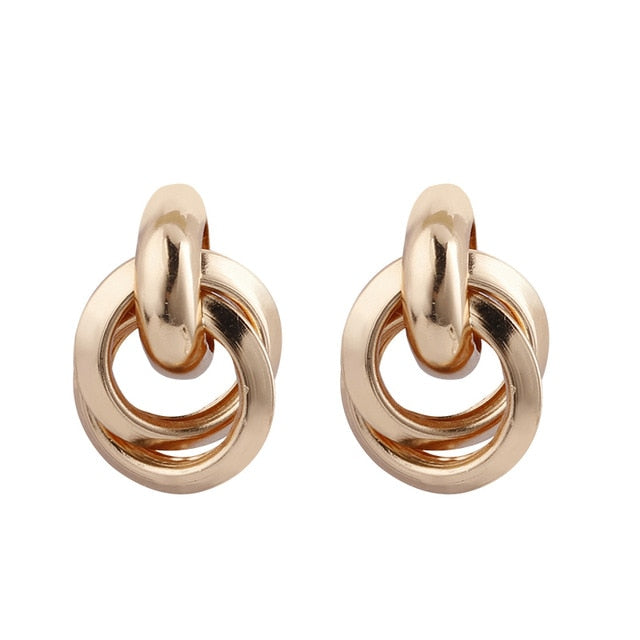 Flashbuy Gold Color Alloy Drop Earrings For Women Simple Exaggeration Earrings Wedding Fashion Jewelry Trendy Accessories
