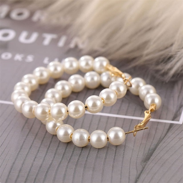 IPARAM Trend Simulation Pearl Long Earrings Female White Round Pearl Wedding Pendant Earrings Fashion Korean Jewelry Earrings