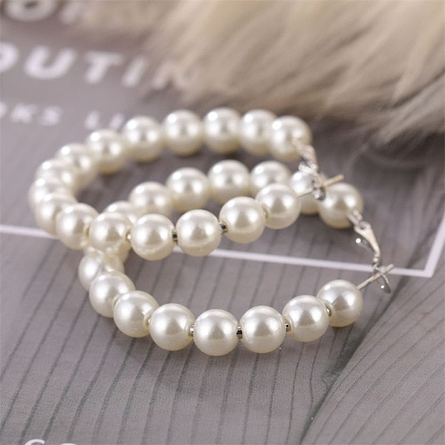 IPARAM Trend Simulation Pearl Long Earrings Female White Round Pearl Wedding Pendant Earrings Fashion Korean Jewelry Earrings