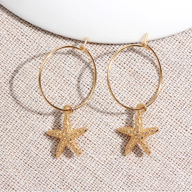 JUST FEEL New Tiny Hoop Earrings For Women Girl Gold Cartilage Hoop Earrings Jewelry Heart Cross Star Triangle Charm Earrings
