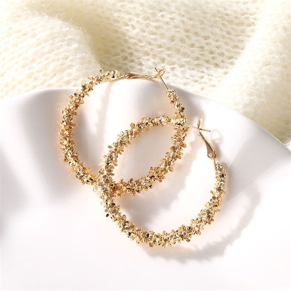IPARAM 2020 New Big Circle Round Hoop Earrings for Women's Fashion Statement Golden Punk Charm Earrings Party Jewelry