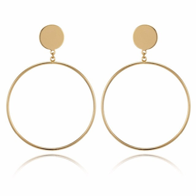 IPARAM 2020 New Big Circle Round Hoop Earrings for Women's Fashion Statement Golden Punk Charm Earrings Party Jewelry