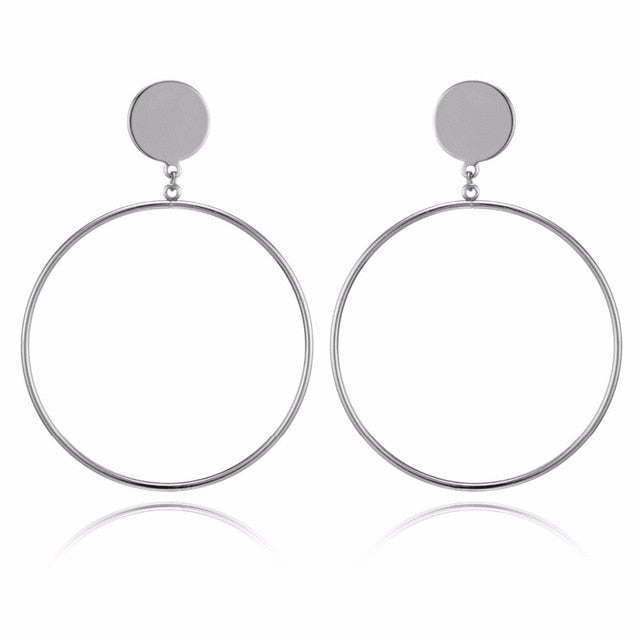 IPARAM 2020 New Big Circle Round Hoop Earrings for Women's Fashion Statement Golden Punk Charm Earrings Party Jewelry