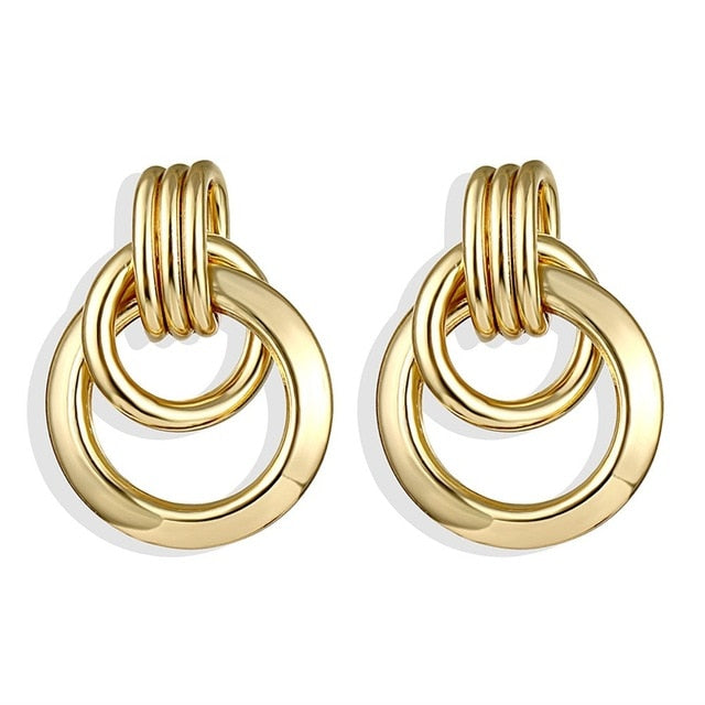 IPARAM 2020 New Big Circle Round Hoop Earrings for Women's Fashion Statement Golden Punk Charm Earrings Party Jewelry