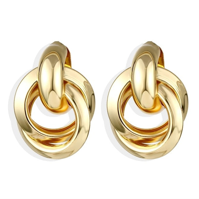IPARAM 2020 New Big Circle Round Hoop Earrings for Women's Fashion Statement Golden Punk Charm Earrings Party Jewelry