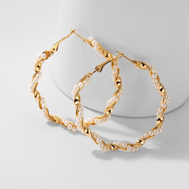 IPARAM 2020 New Big Circle Round Hoop Earrings for Women's Fashion Statement Golden Punk Charm Earrings Party Jewelry