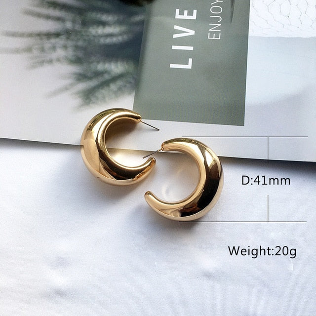 Street Style CC Hoop Chunky Gold Small Big Hoop Earrings For Women Punk Metal Gold Circle Earrings