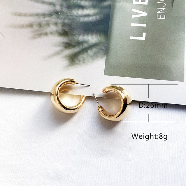 Street Style CC Hoop Chunky Gold Small Big Hoop Earrings For Women Punk Metal Gold Circle Earrings