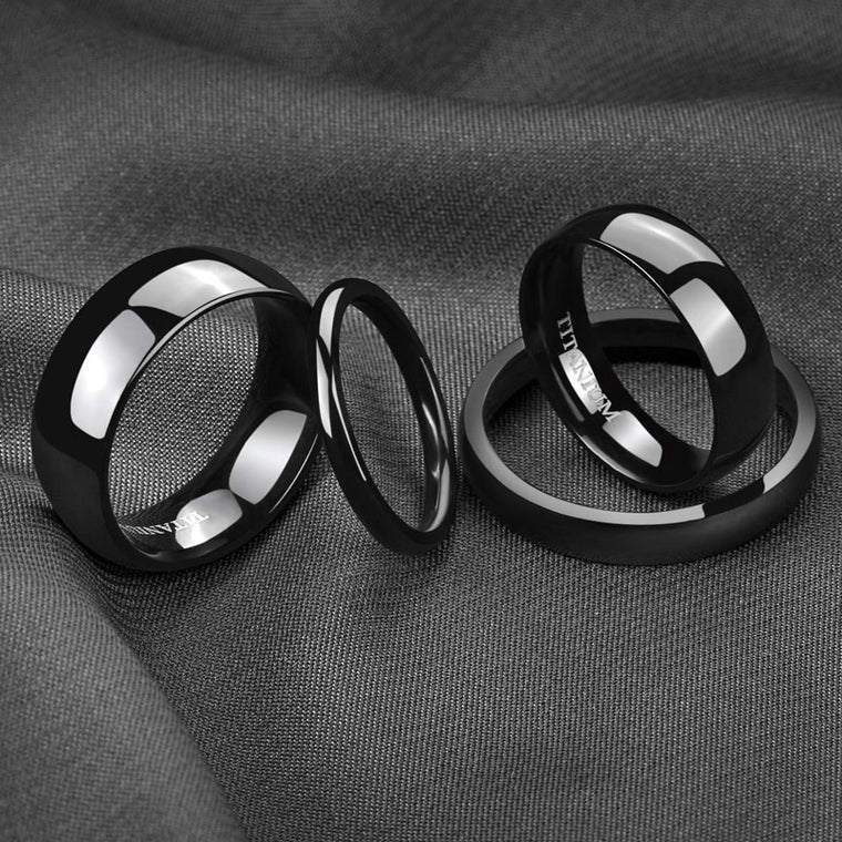 2/4/6/8mm Simple Black Ring Man Women Titanium Wedding Band Engagement Rings Polished Cocktail Ring Anel Feminino size 15