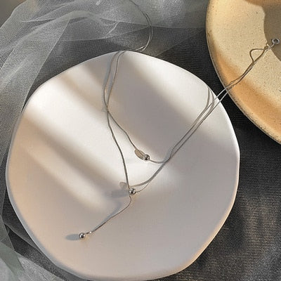 Kpop Fashion Pearl Choker Necklace Women Cute Girl Gold color Double Layer Chain Pearl Pendant Korean Jewelry Woman 2020 Collar