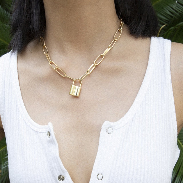Peri'sBox Box Chain Toggle Clasp Gold Necklaces Mixed Linked Circle Necklaces for Women Minimalist Choker Necklace Hot Jewelry