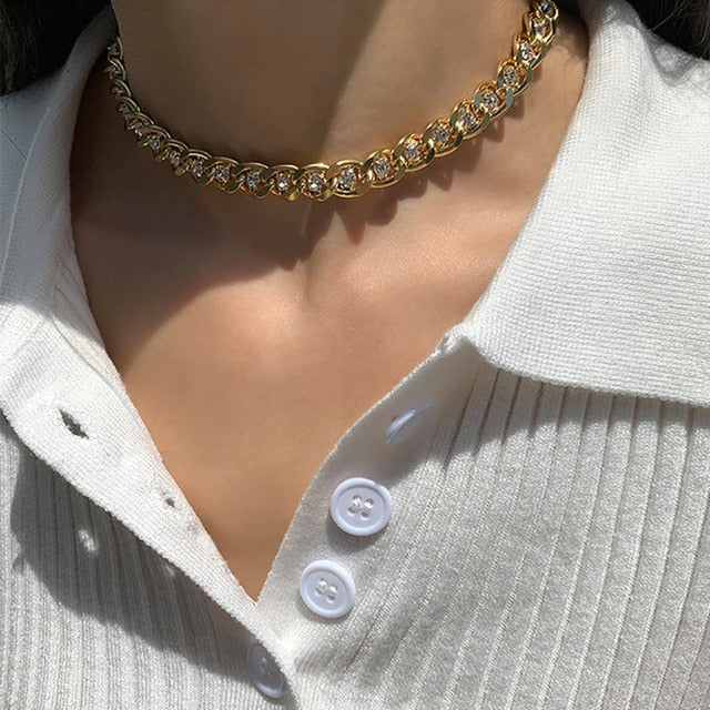 Peri'sBox Box Chain Toggle Clasp Gold Necklaces Mixed Linked Circle Necklaces for Women Minimalist Choker Necklace Hot Jewelry