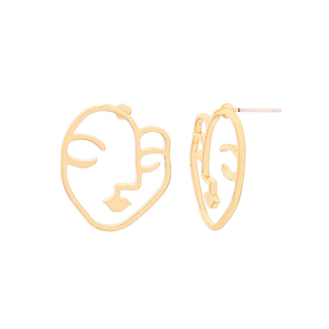 kissme Women Earrings 2020 Korea Style Fashion Jewelry Gold Color Alloy Abstract Lady Face Dangle Earrings Accessories Brincos