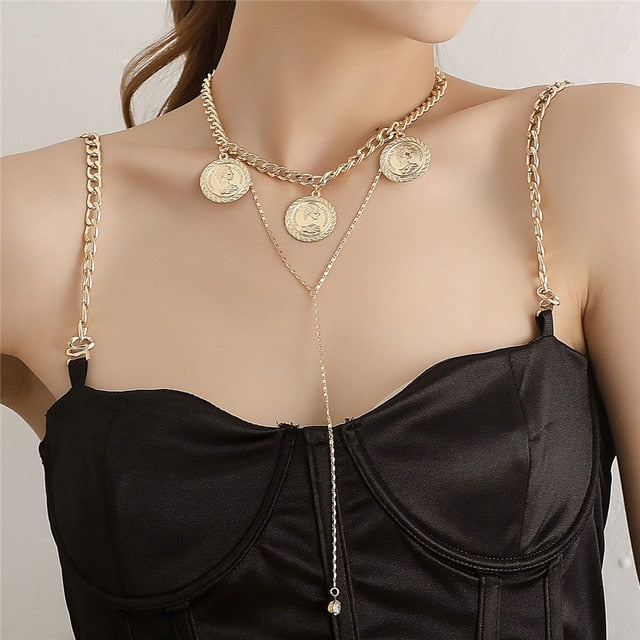 Fashion Link Chain Choker Necklace For Women  Charm Necklace Collares  Jewelry XL066