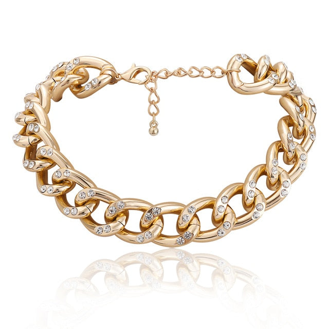 Punk Miami Cuban Choker Necklace Collar Statement Hip Hop Big Chunky Aluminum Gold Color Thick Chain Necklace Women Jewelry