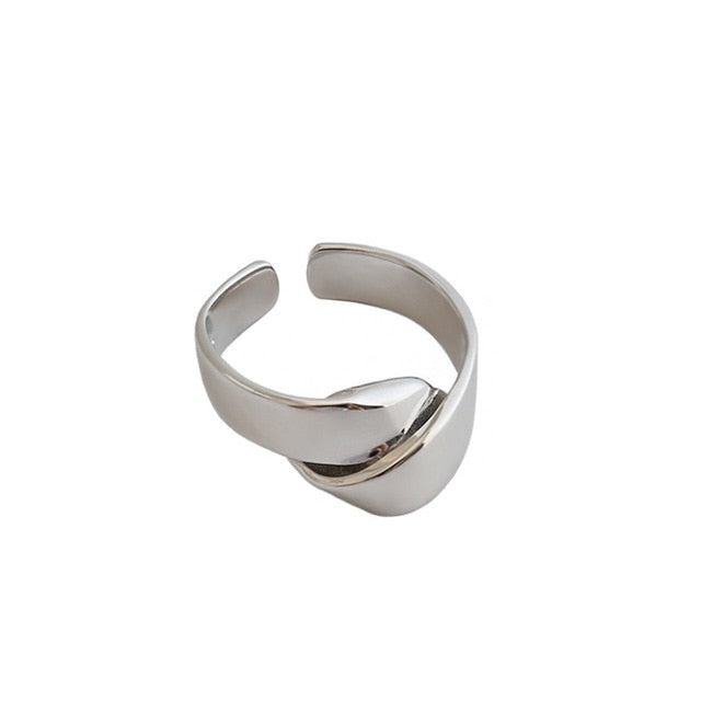 F.I.N.S Korean Woman Real 925 Sterling Silver Ring INS Glossy Knot Finger Ring Open Adjustable Wedding Party Gifts Fine Jewelry