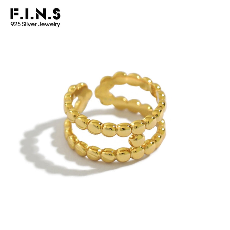 F.I.N.S Authentic 100% 925 Sterling Silver Rings for Women Multi-Beads Double Layer Open Finger Ring Geometric Silver 925 Ring