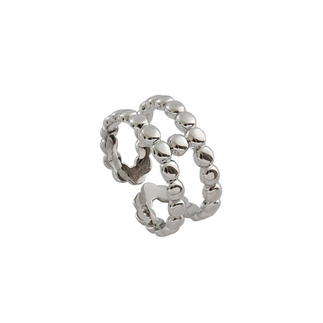 F.I.N.S Authentic 100% 925 Sterling Silver Rings for Women Multi-Beads Double Layer Open Finger Ring Geometric Silver 925 Ring