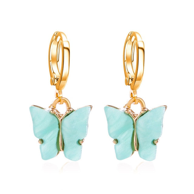 Sweet Acrylic Color Butterfly Necklace For Women Long Wild Clavicle Chain Pendant Refined Stylish Mujer Gift 2020 Trendy Gold