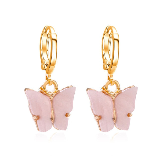 Sweet Acrylic Color Butterfly Necklace For Women Long Wild Clavicle Chain Pendant Refined Stylish Mujer Gift 2020 Trendy Gold
