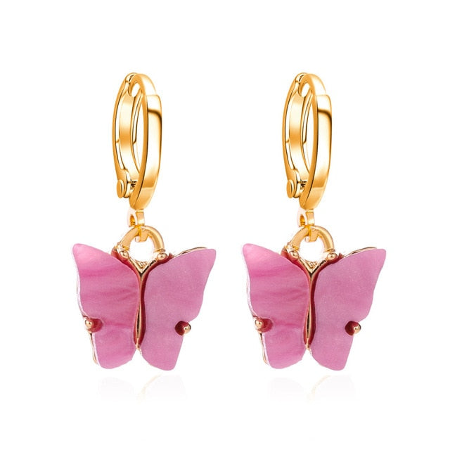 Sweet Acrylic Color Butterfly Necklace For Women Long Wild Clavicle Chain Pendant Refined Stylish Mujer Gift 2020 Trendy Gold