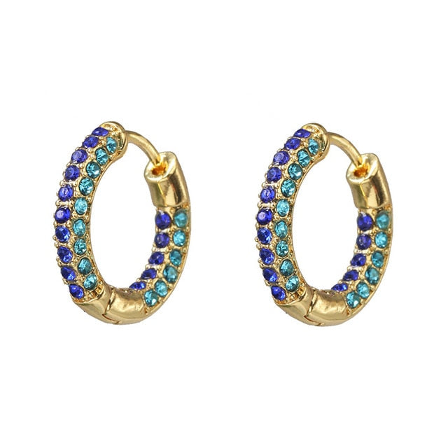 Women CZ Rainbow Earrings Cubic Zirconia Ear Cuff Set for Female Trendy Gold Huggie Clip on Earrings Earcuff Crystal Jewelry