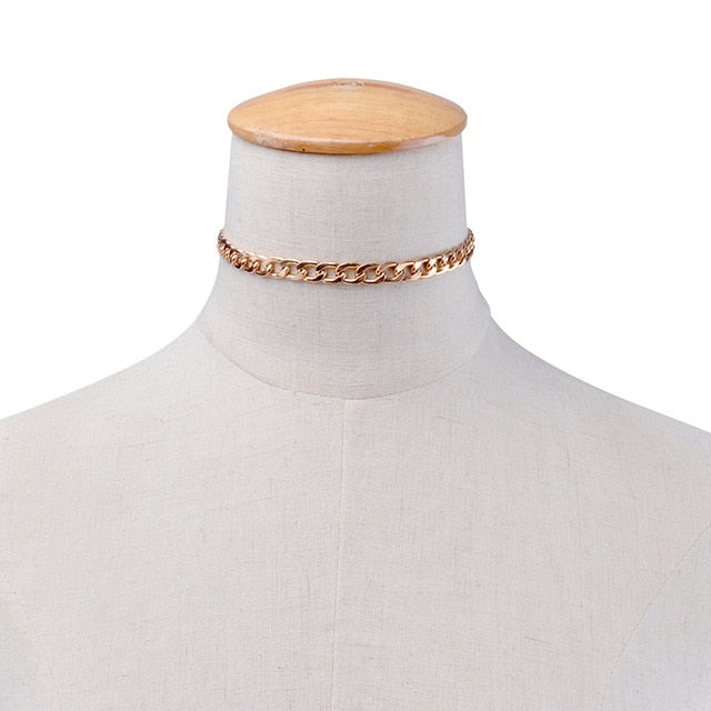 Punk Miami Cuban Choker Necklace Collar Statement Hip Hop Big Chunky Aluminum Gold Color Thick Chain Necklace Women Jewelry