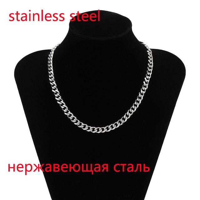 Punk Miami Cuban Choker Necklace Collar Statement Hip Hop Big Chunky Aluminum Gold Color Thick Chain Necklace Women Jewelry