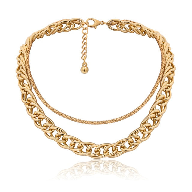 Punk Miami Cuban Choker Necklace Collar Statement Hip Hop Big Chunky Aluminum Gold Color Thick Chain Necklace Women Jewelry
