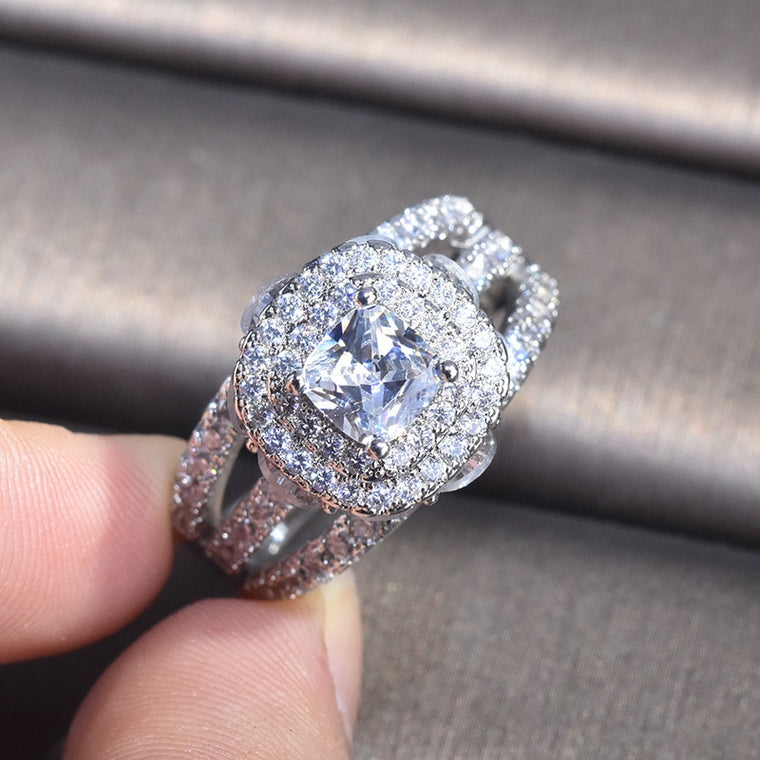 1.5 Carats Diamond with Cushion Zirconia Ring for Women Fine Silver 925 Jewelry Anillos Mujer Bizuteria Gemstone Diamond Rings