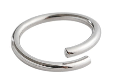 F.I.N.S 925 Sterling Silver Ring Geometric Round Flat Surface Water Drop Minimalist Stackable Opening Adjustable Silver 925 Ring
