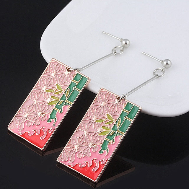 Anime Acrylic Drop Earrings Demon Slayer Kimetsu no Yaiba Blade of Ghost Earings For Women Men Cosplay Jewelry Accessories Gift