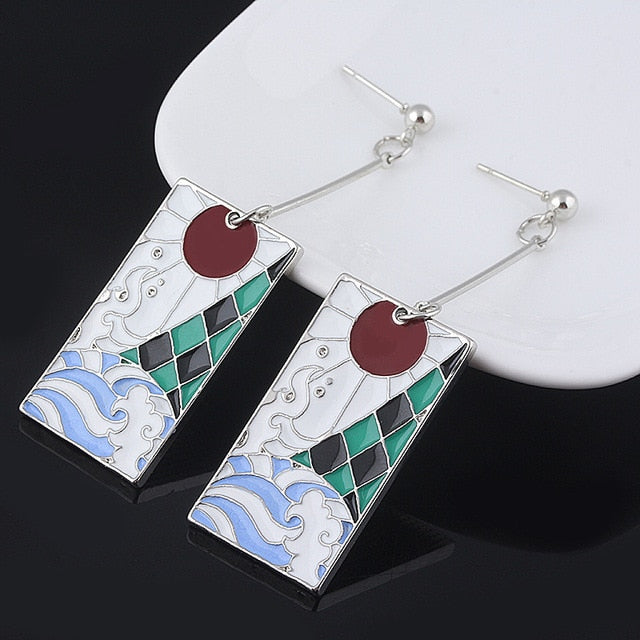Anime Acrylic Drop Earrings Demon Slayer Kimetsu no Yaiba Blade of Ghost Earings For Women Men Cosplay Jewelry Accessories Gift