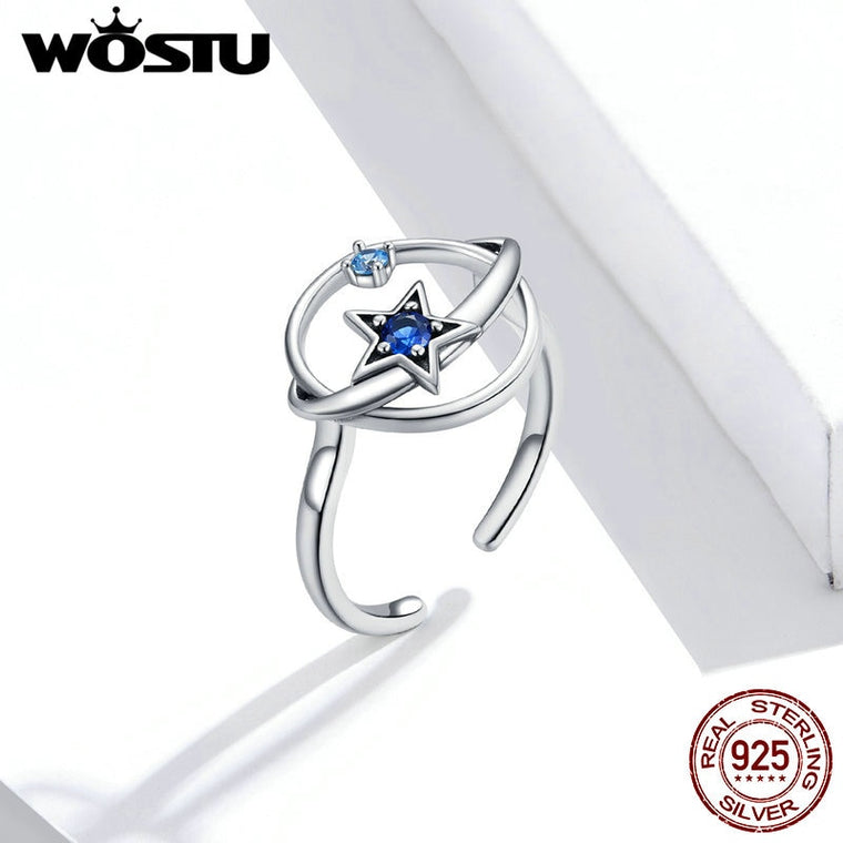WOSTU 925 Sterling Silver Mysterious Plane Rings For Women Wedding Jewelry Adjustable Antique Finger Ring Anillos