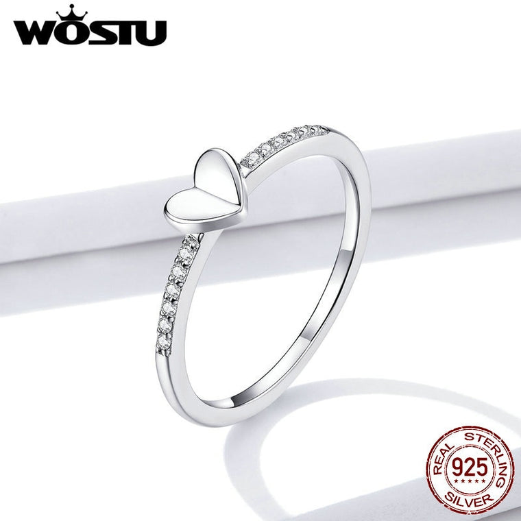 WOSTU CZ 925 Sterling Silver Infinity Heart Ring Eternity Ring Endless Love Gift Rings for Women Men Wedding Jewelry