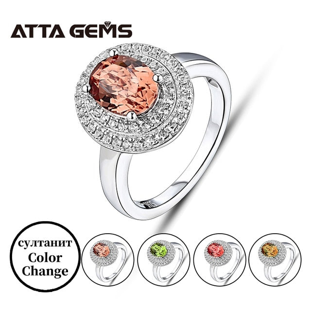 Zultanite Sterling Silver Women S925 Rings Color Change Created Turkish Diaspore Classic Style White Sapphire Anniversary Rings
