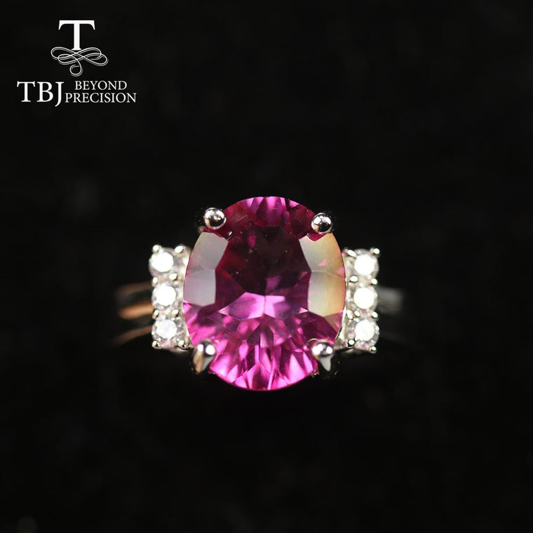 TBJ  brazil 4.5ct pink topaz Ring Oval 9*11mm 925 sterling silver fine jewelry for women mom wife anniversary party ring tbj