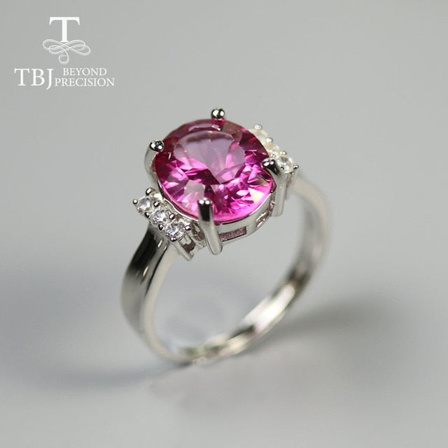 TBJ  brazil 4.5ct pink topaz Ring Oval 9*11mm 925 sterling silver fine jewelry for women mom wife anniversary party ring tbj