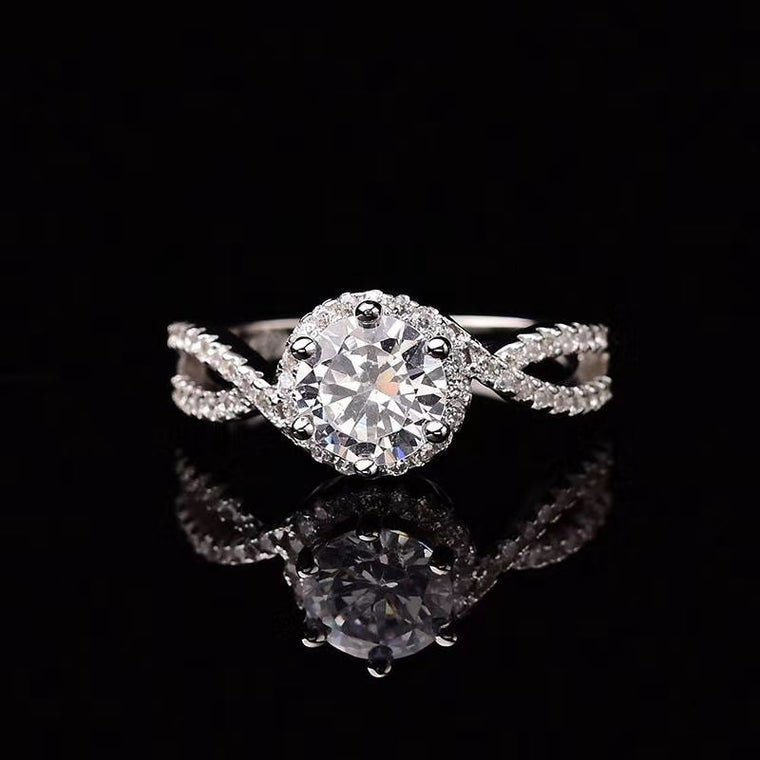 925 Silver Ring moissanite1.00ct D VVS Deluxe Jewelry customizable 18K Gold Platinum Wedding Ring for Women